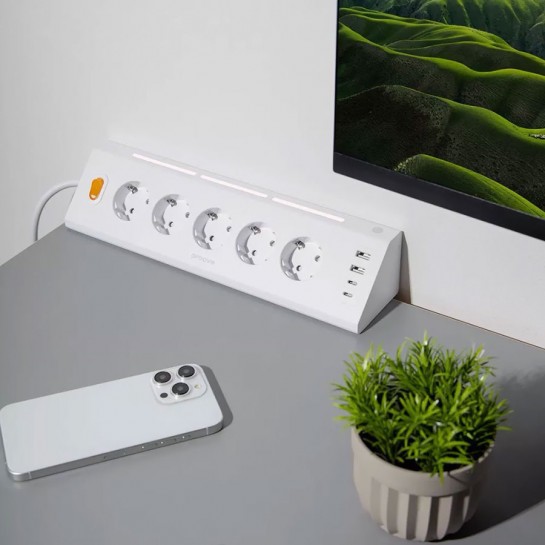 Akıllı Priz Termal Korumalı 5’li Priz 3680W | LED Işıklı Çoklu Çoklu Akım Prizi USB | Usb-C