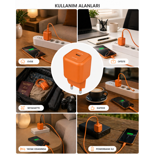 45W GaN Hızlı Şarj Adaptörü Type-C | PD & PPS Destekli Çift Girişli Süper Hızlı Şarj