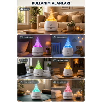 Doğal Kaya Tuzlu Aroma Difüzörü Ultrasonik Hava Nemlendirici 7 Renk LED Esans Yağı Uyumlu Sessiz Çalışma