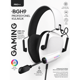 Üst Düzey Oyuncu Kulaklığı Rgb Işıklı | Net Ses, Güçlü Bas, Profesyonel Mikrofon...