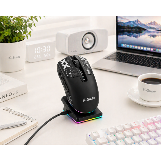 Kablosuz Rgb Gaming Mouse 24000 Dpı Şarj Standlı Type-C Oyuncu Mouse .