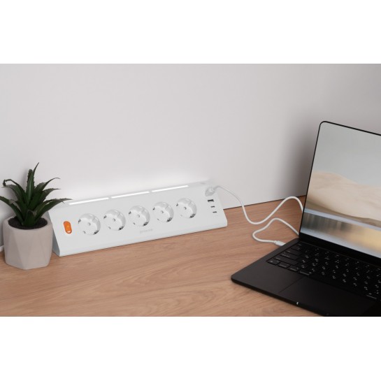 Akıllı Priz Termal Korumalı 5’li Priz 3680W | LED Işıklı Çoklu Çoklu Akım Prizi USB | Usb-C