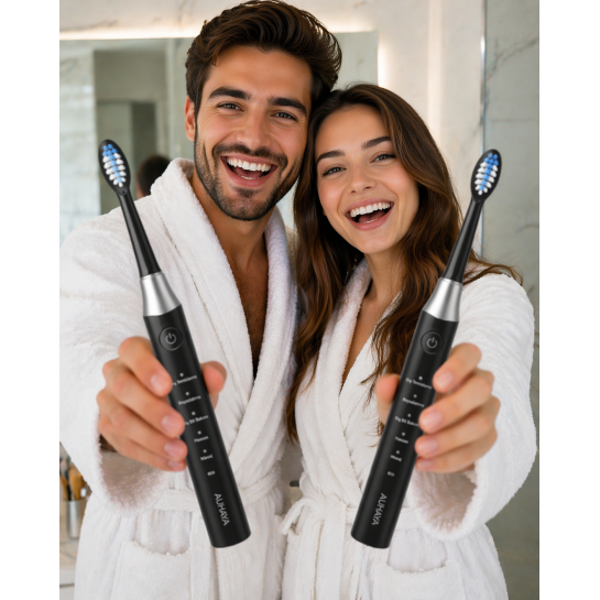 Elektrikli Diş Fırçası Şarjlı 5 Mod 15000 Titreşim IPX7 Su Geçirmez 4 Yedek Başlık