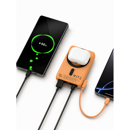Profesyonel Manyetik Kablosuz Powerbank 10000mAh | 22.5W Hızlı Şarj, Type-C Kablolu, Dijital Göstergeli