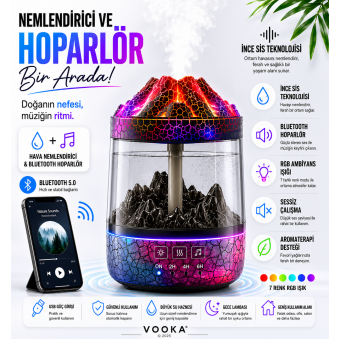 Ortam Nemlendirici, Bluetooth Hoparlör ve Gece Lambası Bir Arada