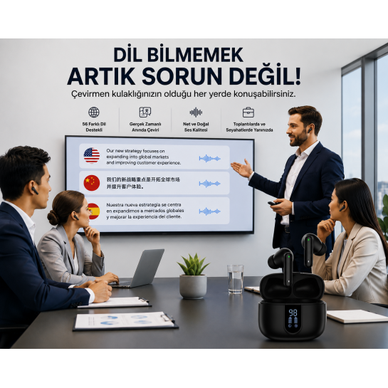 Çevirmen Kulaklık 56 Dil Destekli Yapay Zeka ANC ENC Bluetooth Kablosuz Kulaklık Çevirmen Kulaklık 56 Dil Destekli Yapay Zeka ANC ENC Bluetooth Kablosuz Kulaklık