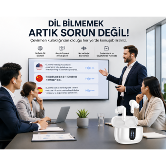 Çevirmen Kulaklık 56 Dil Destekli Yapay Zeka ANC ENC Bluetooth Kablosuz Kulaklık