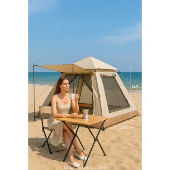 Tam Otomatik Sineklikli Kamp Çadırı – 210x210 cm Su Geçirmez Outdoor Çadır