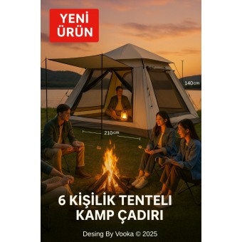 240x240 cm Tam Otomatik Kamp Çadırı – Geniş Aile Boy Su Geçirmez Outdoor Çadır