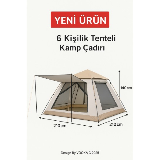 240x240 cm Tam Otomatik Kamp Çadırı – Geniş Aile Boy Su Geçirmez Outdoor Çadır