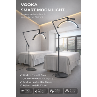 Yarım Ay LED Lamba Moon Light – Kirpik, Protez Tırnak, Makyaj Için Profesyonel Işık, Ayarlanabilir Parlaklık & Çift Renk