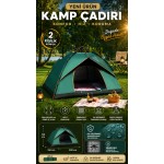 Tam Otomatik Kamp Çadırı 2 Kişilik 200x150 cm 3 Saniyede Kurulum Su Geçirmez Geniş Çadır Outdoor