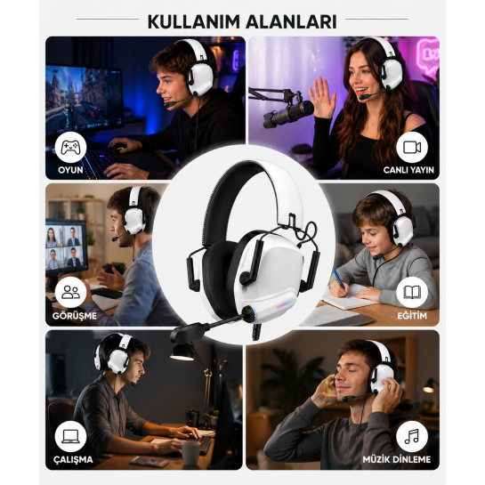 Üst Düzey Oyuncu Kulaklığı Rgb Işıklı | Net Ses, Güçlü Bas, Profesyonel Mikrofon...
