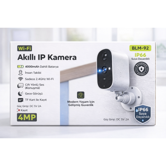 Akıllı Wi-Fi Güvenlik Kamerası 4mp Kablosuz IP66 Su Geçirmez Gece Görüşlü Insan Takipli