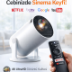 Akıllı Projeksiyon Cihazı Android Wi-Fi Bluetooth 4K Destekli Taşınabilir Mini Projektör Ev Sinema Cihazı