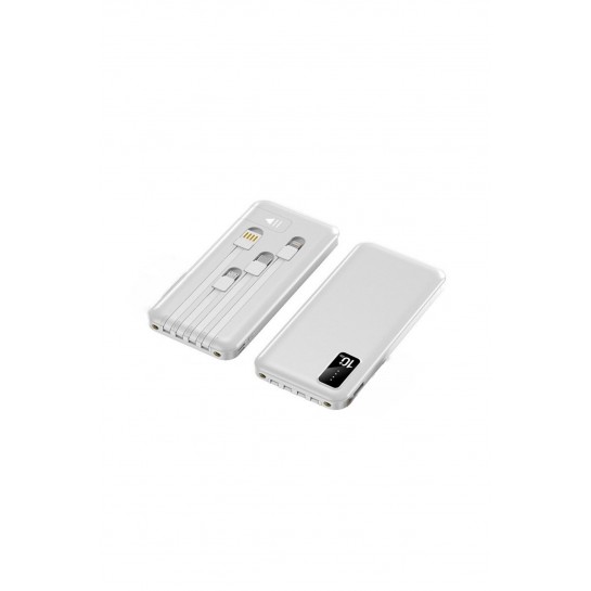10.000 mAh Göstergeli Led Işık Dahili Çoklu Kablolu El Feneri Powerbank Taşınabilir Şarj Cihazı 10.000 mAh Göstergeli Led Işık Dahili Çoklu Kablolu El Feneri Powerbank Taşınabilir Şarj Cihazı