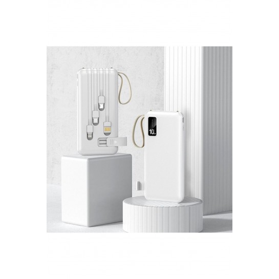 10.000 mAh Göstergeli Led Işık Dahili Çoklu Kablolu El Feneri Powerbank Taşınabilir Şarj Cihazı 10.000 mAh Göstergeli Led Işık Dahili Çoklu Kablolu El Feneri Powerbank Taşınabilir Şarj Cihazı