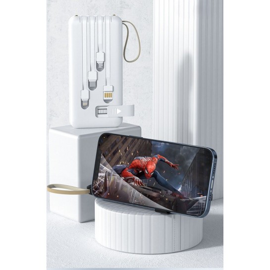 10.000 mAh Göstergeli Led Işık Dahili Çoklu Kablolu El Feneri Powerbank Taşınabilir Şarj Cihazı 10.000 mAh Göstergeli Led Işık Dahili Çoklu Kablolu El Feneri Powerbank Taşınabilir Şarj Cihazı