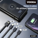 10.000 Mah Plus Dijital Göstergeli Dahili Çoklu Kablolu Powerbank,siyah,taşınabilir Şarj Cihazı