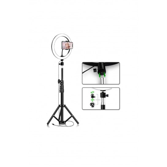 10 Inç Ring Light 5500k Youtuber Led Işıklı 2.1 Metre Tripod Selfie Makyaj Işığı
