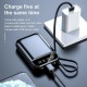 10.000 Mah Mini Pro Dijital Göstergeli Dahili Çoklu Kablolu Powerbank,Siyah,Taşınabilir Şarj Cihazı 