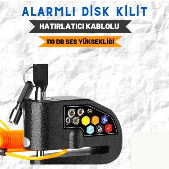 110 Db Siyah Motosiklet Alarmlı Disk Kilidi Hatırlatma Kablolu 110 Db Siyah Motosiklet Alarmlı Disk Kilidi Hatırlatma Kablolu