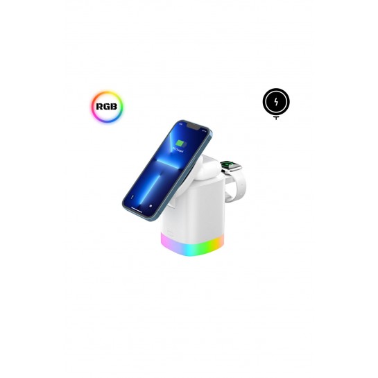 15w 3in1 Kablosuz Şarj Standı Aircharger Quattro Magsafe Iphone+applewatch+airpods Kablosuz Hızlı