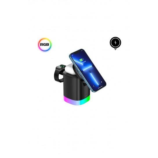 15w 3in1 Kablosuz Şarj Standı Aircharger Quattro Magsafe Iphone+applewatch+airpods Kablosuz Hızlı