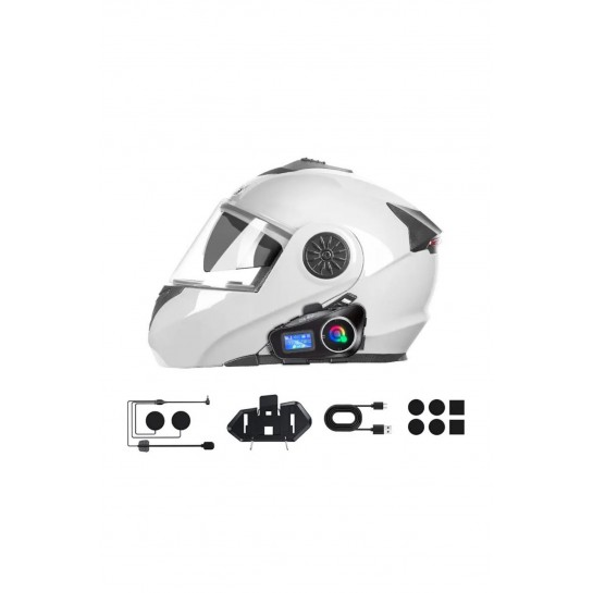 2 Intercom Bağlantılı Radyolu Lcd Ekranlı Işıklı Su Geçirmez Motorcu Kask Kulaklık Müzik Çalar 2 Intercom Bağlantılı Radyolu Lcd Ekranlı Işıklı Su Geçirmez Motorcu Kask Kulaklık Müzik Çalar