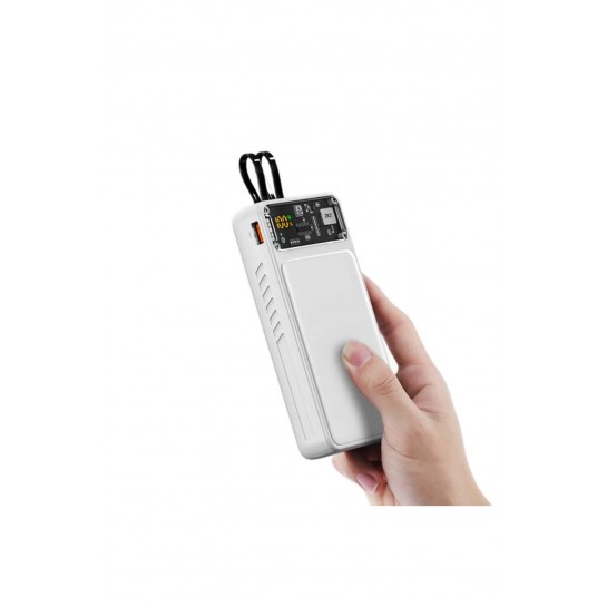 20.000 Mah Prime Dijital Göstergeli Dahili Çoklu Kablolu Şeffaf Powerbank