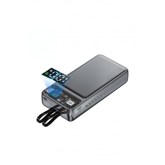 20.000 Mah Prime Dijital Göstergeli Dahili Çoklu Kablolu Şeffaf Powerbank