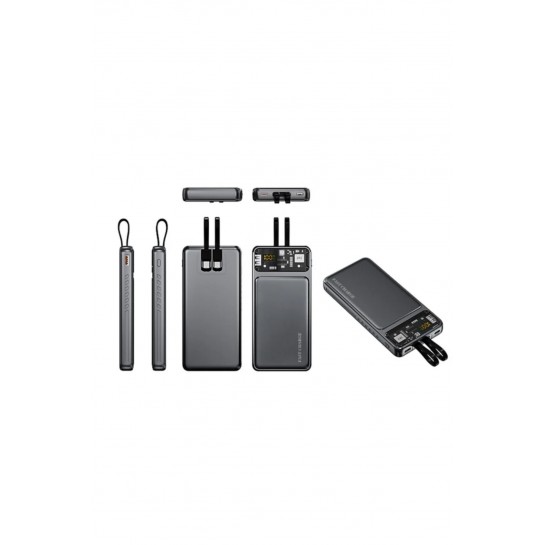 20.000 Mah Prime Dijital Göstergeli Dahili Çoklu Kablolu Şeffaf Powerbank