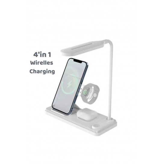 20W 4in1 Kablosuz Şarj Standı Led Işıklı Lambalı Wirelles Charging