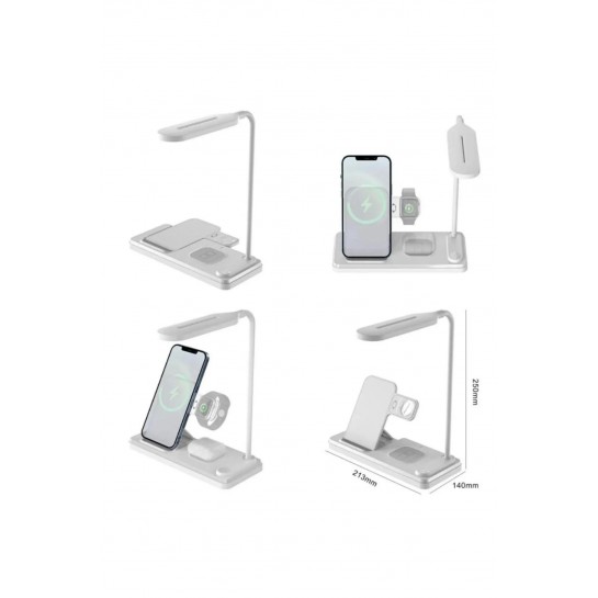 20W 4in1 Kablosuz Şarj Standı Led Işıklı Lambalı Wirelles Charging
