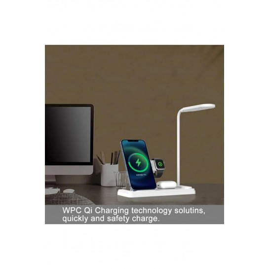 20W 4in1 Kablosuz Şarj Standı Led Işıklı Lambalı Wirelles Charging