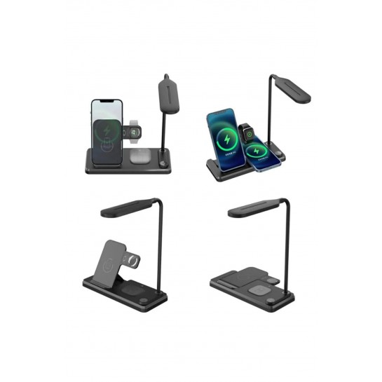 20W 4in1 Kablosuz Şarj Standı Led Işıklı Lambalı Wirelles Charging