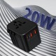 20W Hızlı Şarj Adaptörü Seyahat Şarj EU-US-AU-UK 2x Usb Type-c Anahtarlı