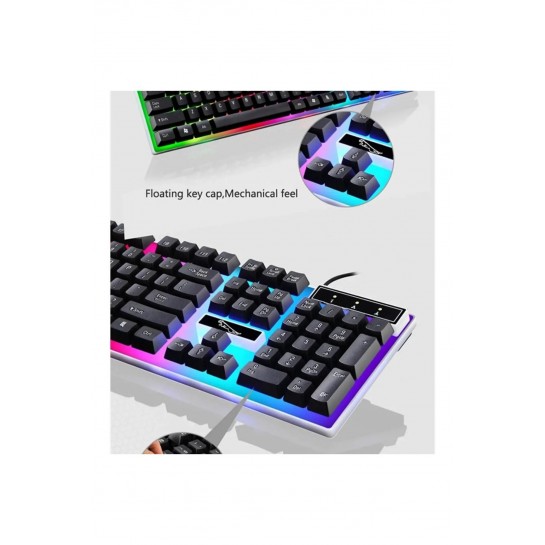2in1 Kablolu Klavye Mouse Set Işıklı Zarif Set Mousepad Hediyeli 2in1 Kablolu Klavye Mouse Set Işıklı Zarif Set Mousepad Hediyeli