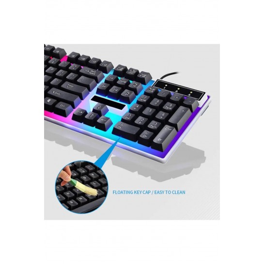 2in1 Kablolu Klavye Mouse Set Işıklı Zarif Set Mousepad Hediyeli 2in1 Kablolu Klavye Mouse Set Işıklı Zarif Set Mousepad Hediyeli