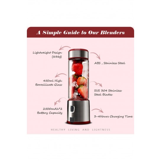 450 Ml Taşınabilir Metal Kişişel Blender Shake'n Smoothies Blender Keskin Bıçaklı