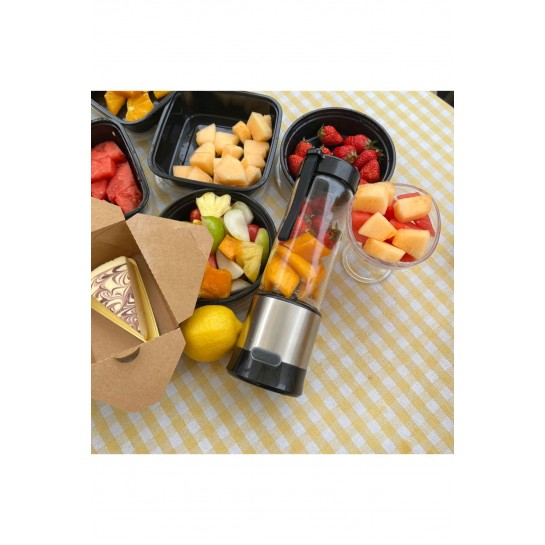 450Ml + 380Ml Taşınabilir Metal Kişişel Blender Shaken Smoothies Blender Keskin Bıçaklı Ekstra Cup