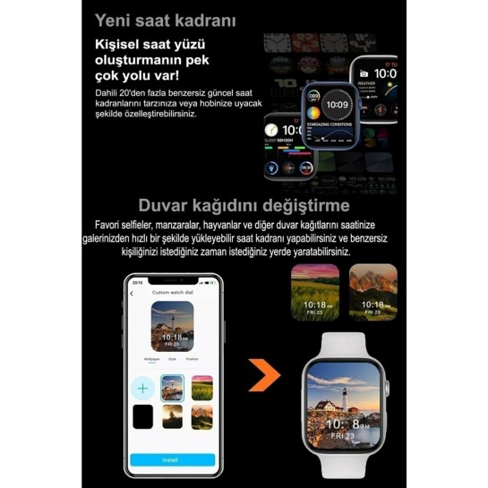 7.nesil Akıllı Saat Smart Watch 7 Plus Profesyonel Kablosuz Şarj Siri Destekli Çift Tuş Aktif Arama