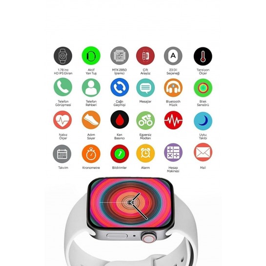 7.nesil Akıllı Saat Smart Watch 7 Plus Profesyonel Kablosuz Şarj Siri Destekli Çift Tuş Aktif Arama