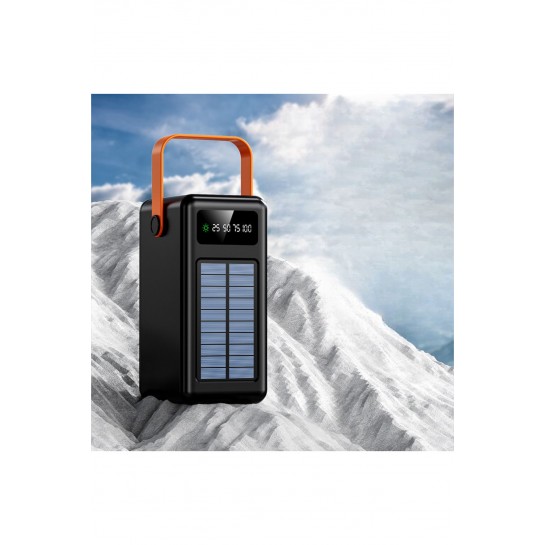 80.000 Mah Solar Kamp Işıklı Çoklu Kablolu 4x Usb 1x Type-c 1x Micro 1x Lightning Çıkışlı Powerbank