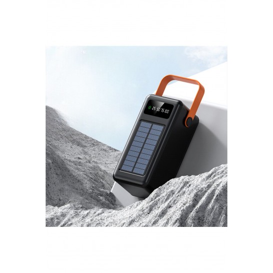 80.000 Mah Solar Kamp Işıklı Çoklu Kablolu 4x Usb 1x Type-c 1x Micro 1x Lightning Çıkışlı Powerbank