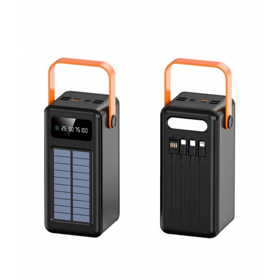 80.000 Mah Solar Kamp Işıklı Çoklu Kablolu 4x Usb 1x Type-c 1x Micro 1x Lightning Çıkışlı Powerbank
