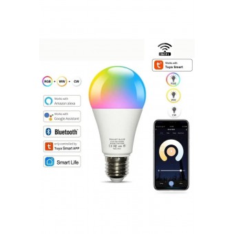 9W RGB Wifi Akıllı Lamba Bulb Lamp Uygulama Mobil Kontrollü A+