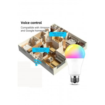9W RGB Wifi Akıllı Lamba Bulb Lamp Uygulama Mobil Kontrollü A+