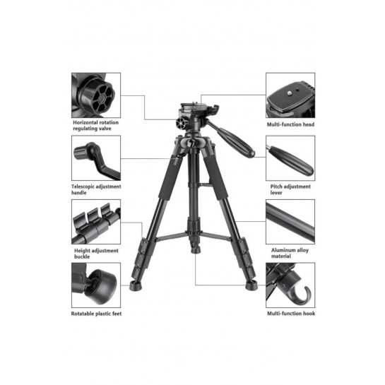 A Plus Tripod Bluetooth Kumandalı 155 Cm Profesyonel Telefon Kamera Tutucu Çantalı