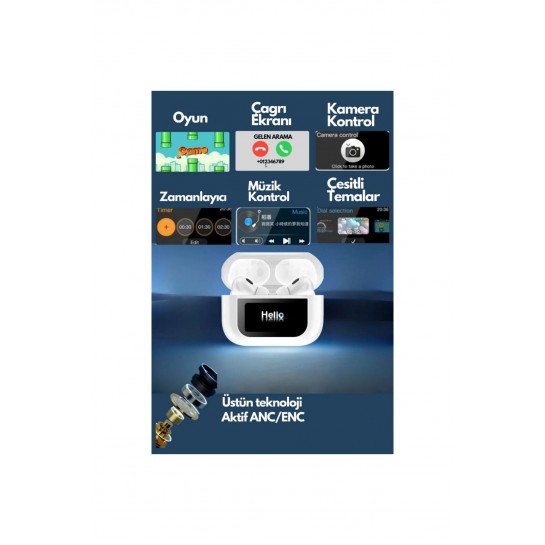 Air Pro 2 Anc Dokunmatik Ekranlı Bluetooth Kulaklık İos Android Tüm Telefonlara Uyumlu Kulaklık Air Pro 2 Anc Dokunmatik Ekranlı Bluetooth Kulaklık İos Android Tüm Telefonlara Uyumlu Kulaklık